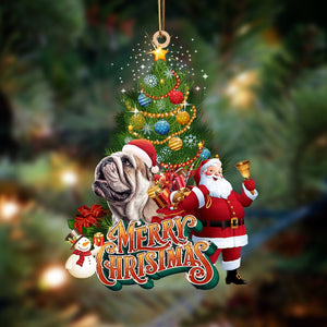 Ornament- English Bulldog-Christmas Tree&Dog Hanging Ornament, Happy Christmas Ornament, Car Ornament