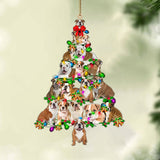 Ornament- English Bulldog-Christmas Tree Lights-Two Sided Ornament, Happy Christmas Ornament, Car Ornament