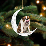 English Bulldog 2 Sit On The Moon Two Sided Ornament Dog Hanging Christmas Ornament