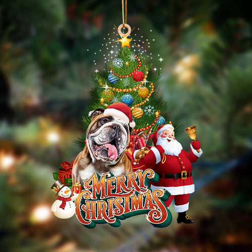 Ornament- English Bulldog3-Christmas Tree&Dog Hanging Ornament, Happy Christmas Ornament, Car Ornament