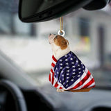 English Bulldog American Patriot Flag Two Sided Ornament