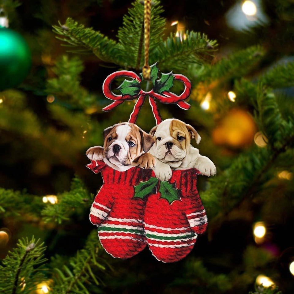 English Bulldog Inside Your Gloves Christmas Holiday-Two Sided Ornament, Christmas Ornament, Car Ornament