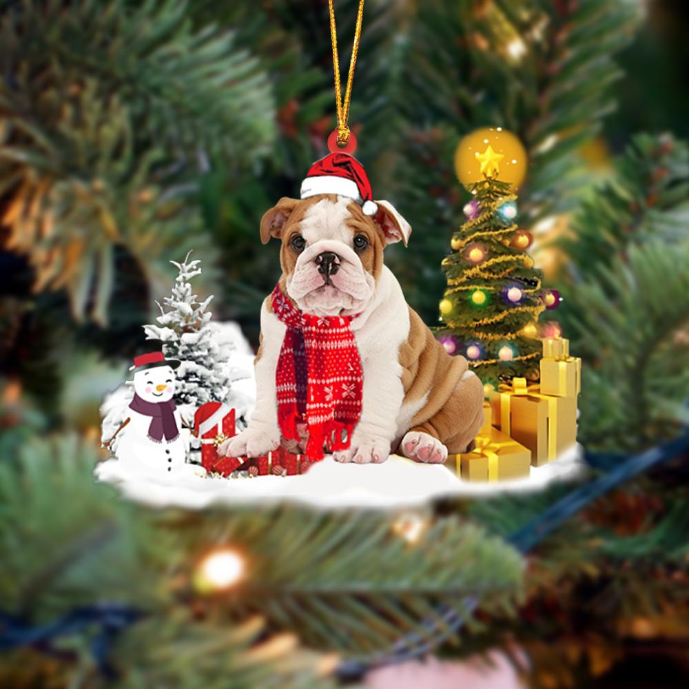 English Bulldog Christmas Ornament Christmas Tree Hanging Acrylic Ornament Gift