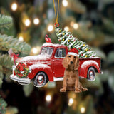 Ornament- English Cocker Spaniel-Cardinal & Truck Two Sided Ornament, Happy Christmas Ornament, Car Ornament