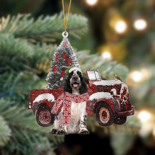 Ornament- English Cocker Spaniel 1-Christmas Truck Two Sided Ornament, Happy Christmas Ornament, Car Ornament