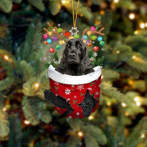 English Cocker Spaniel 1 In Snow Pocket Christmas Ornament Flat Acrylic Dog Ornament