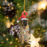 Godmerch- Ornament- English Mastiff Christmas Shape Ornament, Happy Christmas Ornament, Car Ornament