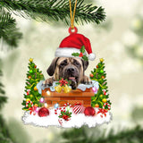 English Mastiff In The Chimney Hanging Ornament Dog Christmas Ornament