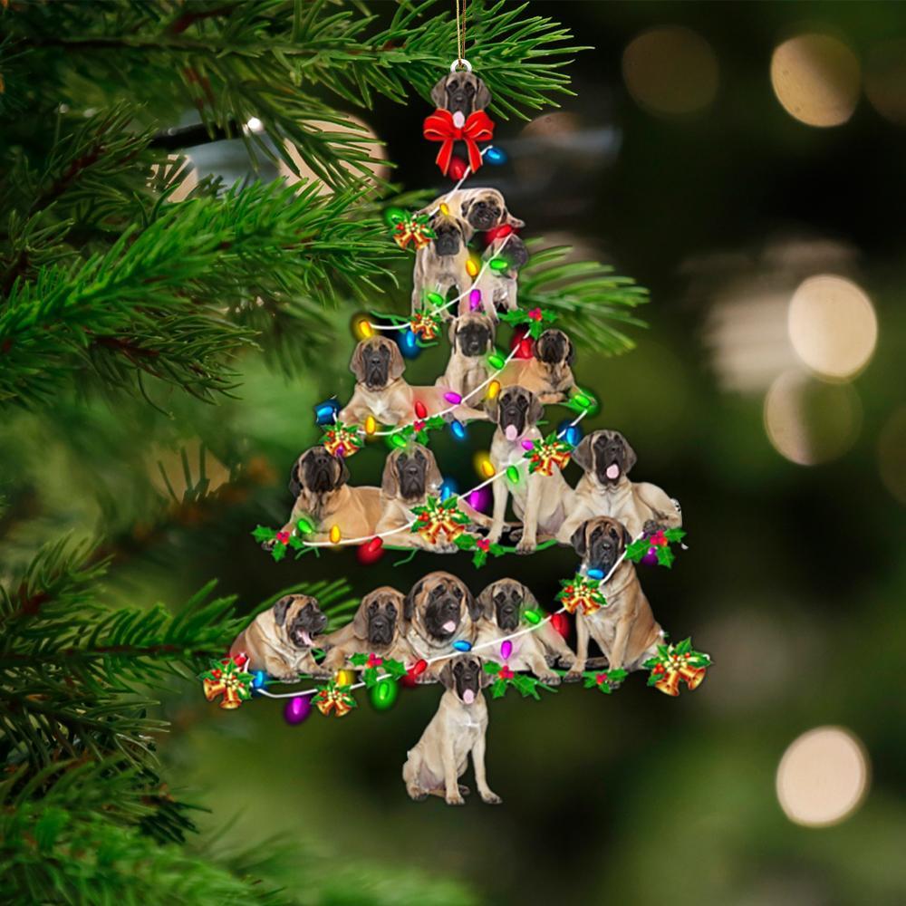 English Mastiff-Christmas Tree Lights-Two Sided Ornament