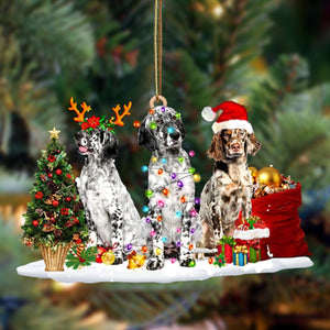 Ornament- English Setter-Christmas Dog Friends Hanging Ornament, Happy Christmas Ornament, Car Ornament