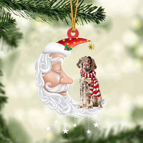 English Setter With Santa Christmas Ornament Dog Christmas Ornament