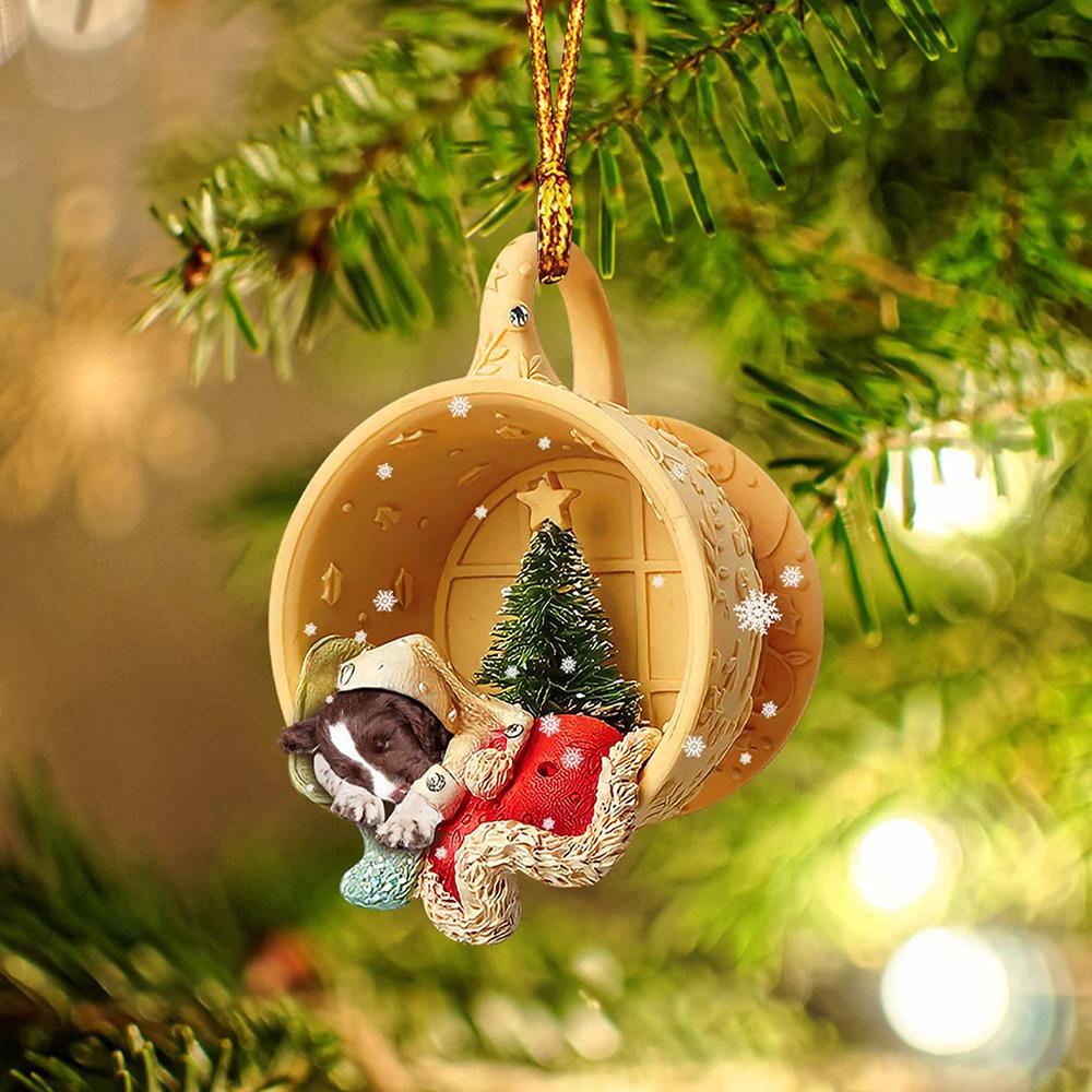 Godmerch English Springer Sleeping In A Tiny Cup Christmas Holiday-Two Sided Ornament