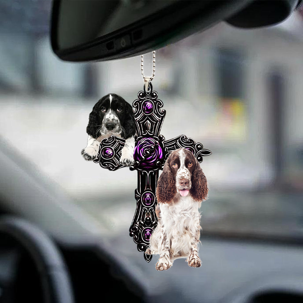 English Springer Spaniel Pray For God Car Hanging Ornament Dog Pray For God Ornament Godmerch