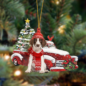 Ornament- English Springer Spaniel-Christmas Car Two Sided Ornament, Happy Christmas Ornament, Car Ornament