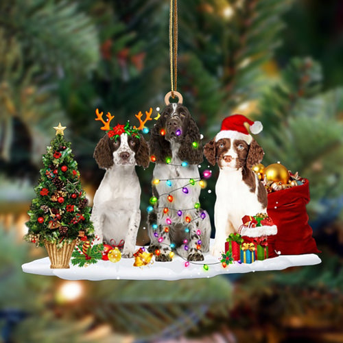 Ornament- English Springer Spaniel-Christmas Dog Friends Hanging Ornament, Christmas Ornament, Car Ornament