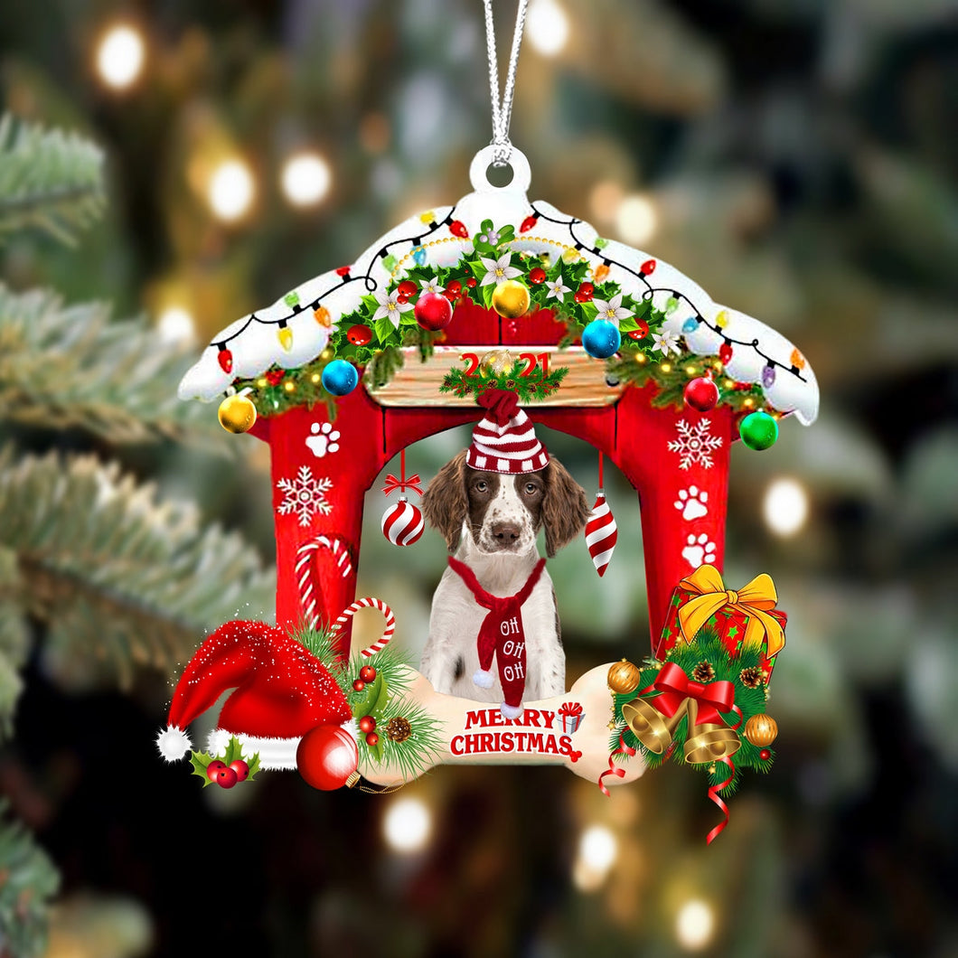 Ornament- English Springer Spaniel-Christmas House Two Sided Ornament, Happy Christmas Ornament, Car Ornament