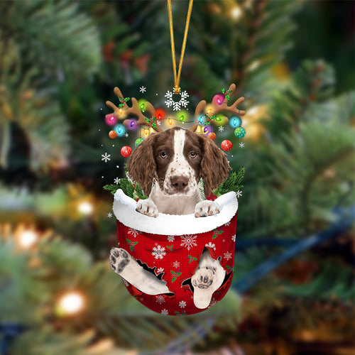 English Springer Spaniel-In Christmas Pocket Two Sides Ornament, Christmas Dog Hanging Ornament