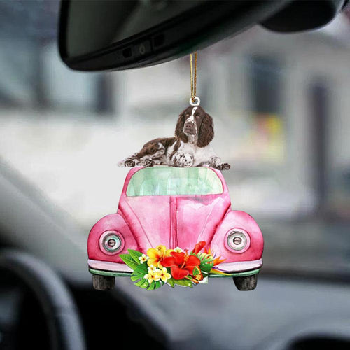 English Springer Spaniel-Pink Hippie Car-Two Sided Ornament