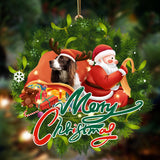 Ornament- English Springer Spaniel-Santa & dog Hanging Ornament, Happy Christmas Ornament, Car Ornament