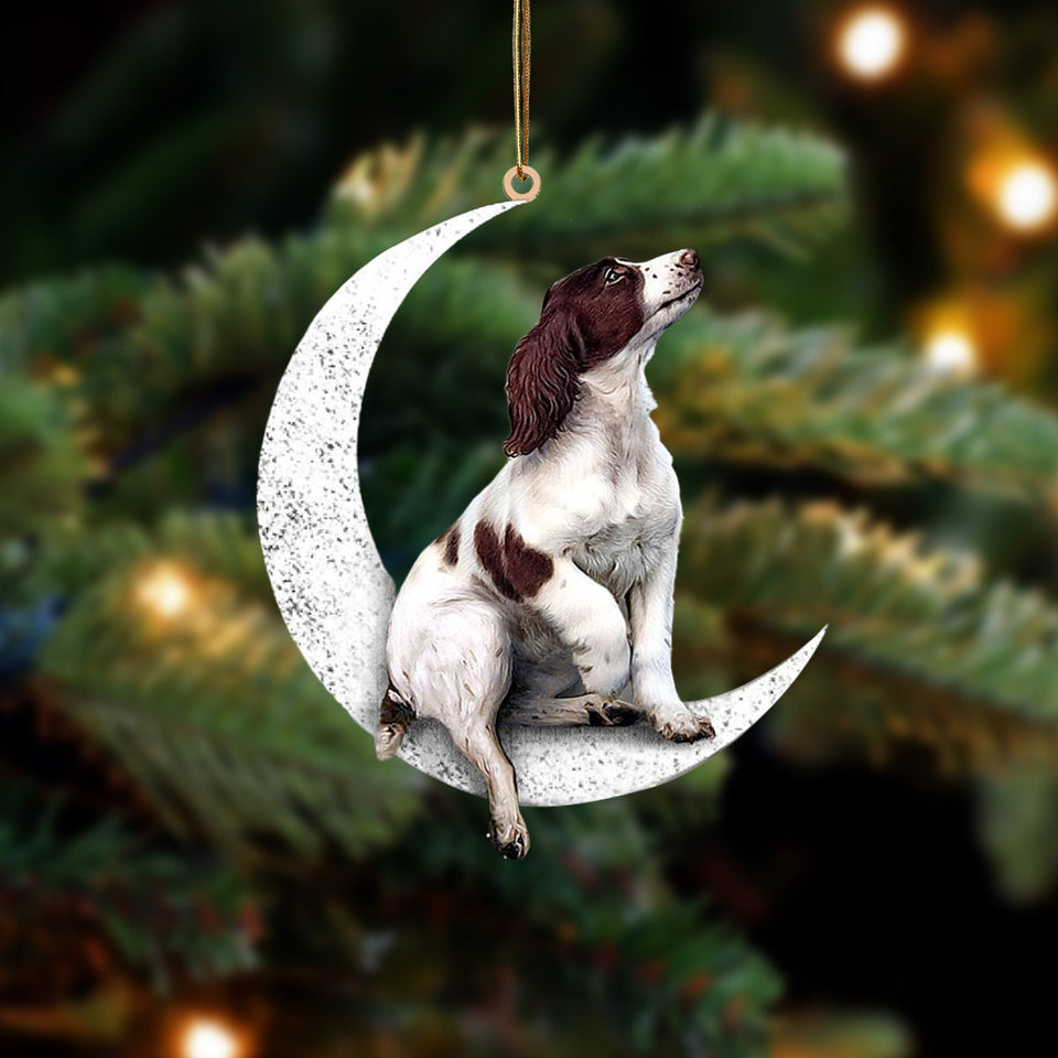 English Springer Spaniel Sit On The Moon Two Sided Ornament Dog Hanging Christmas Ornament