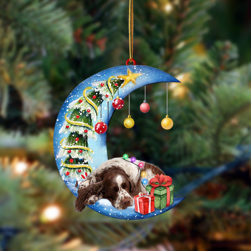 English Springer Spaniel-Sleep On The Moon Christmas Two Sided Ornament, Christmas Ornament, Car Ornament