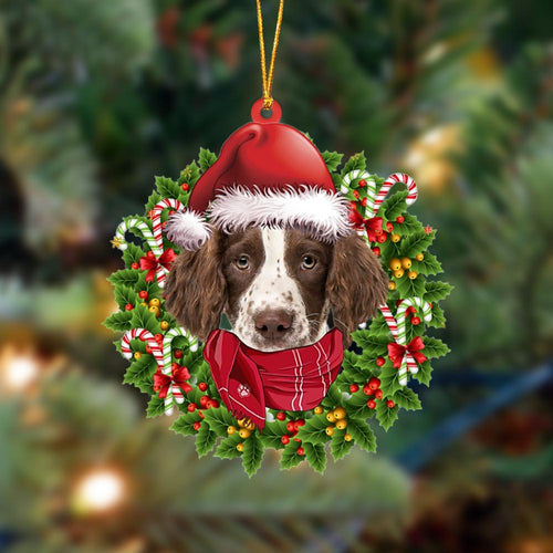 Ornament- English Springer Spaniel 1-Xmas Bandana Hanging Ornament, Happy Christmas Ornament, Car Ornament