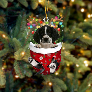 English Springer Spaniel 2 In Snow Pocket Christmas Ornament Flat Acrylic Dog Ornament