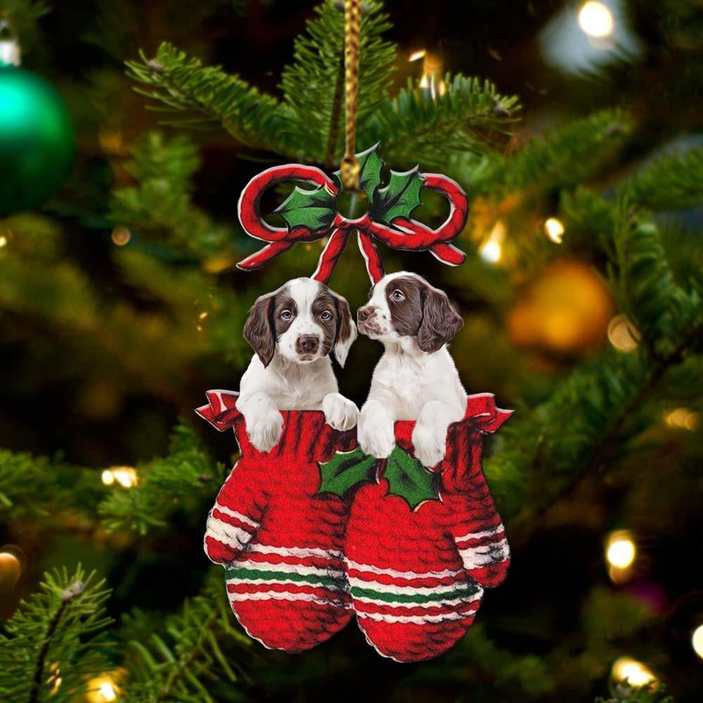English Springer Spaniel Inside Your Gloves Christmas Holiday-Two Sided Ornament, Christmas Ornament