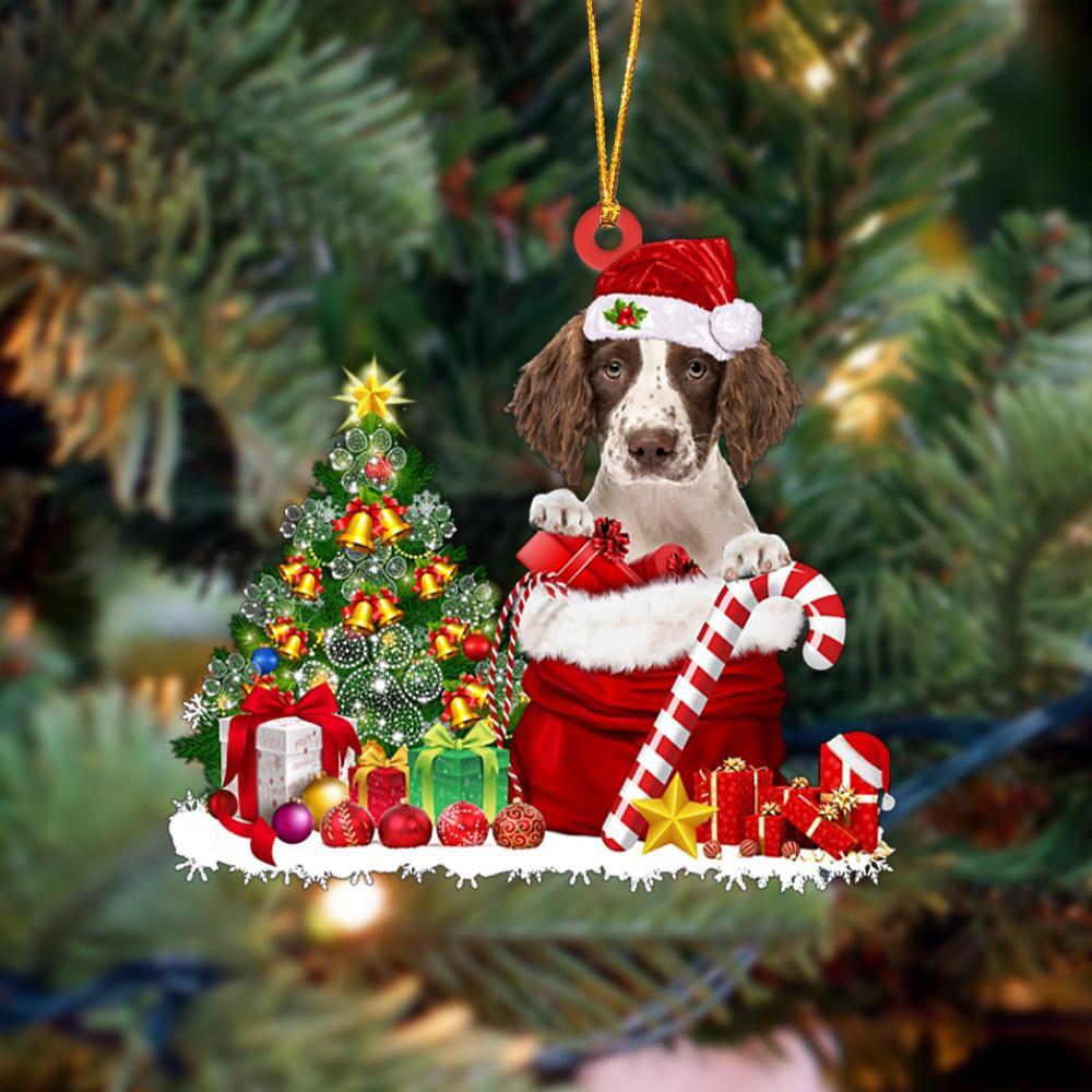 Godmerch- English Springer Spaniel Gift Bag Merry Christmas Ornament Dog Ornament, Car Ornament, Christmas Ornament