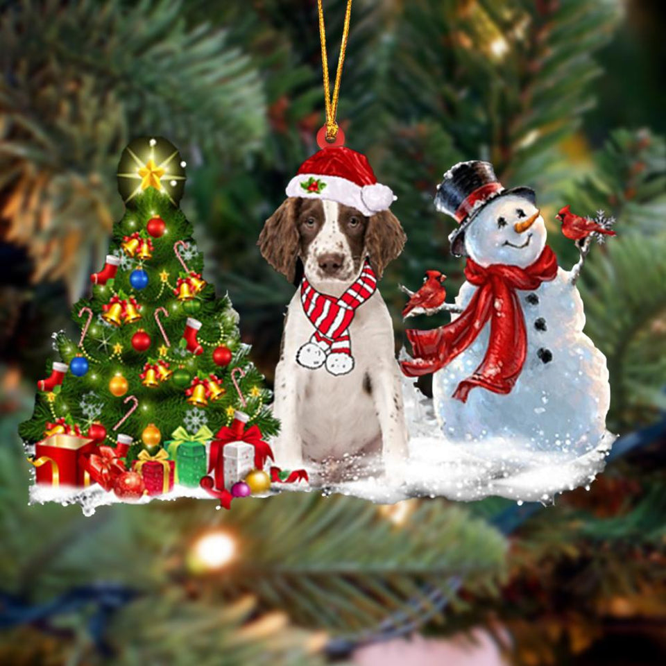 Godmerch- English Springer Spaniel Christmas Snow Hanging Ornament Dog Ornament, Car Ornament, Christmas Ornament