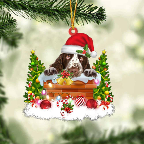 English Springer Spaniel In The Chimney Hanging Ornament Dog Christmas Ornament
