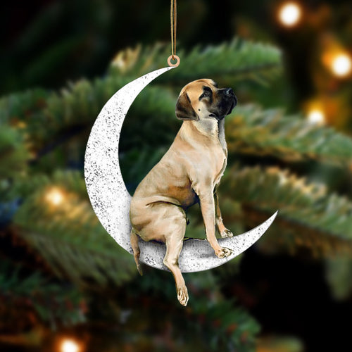 English Mastiff Sit On The Moon Two Sided Ornament Dog Hanging Christmas Ornament