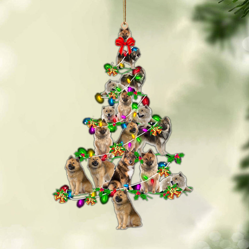 Godmerch- Ornament- Eurasier-Christmas Tree Lights-Two Sided Ornament, Happy Christmas Ornament, Car Ornament