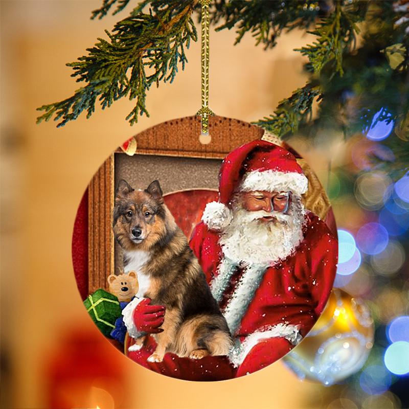 Godmerch- Ornament- Eurasier With Santa Christmas Ornament, Happy Christmas Ornament, Car Ornament