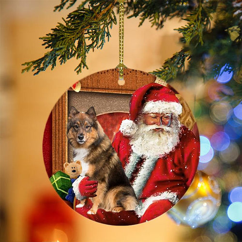 Godmerch- Ornament- Eurasier With Santa Christmas Ornament, Happy Christmas Ornament, Car Ornament
