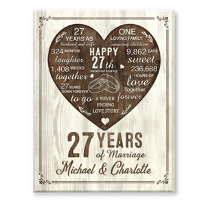 27th Year Anniversary Gift, 27th Wedding Anniversary Gift For Husband, 27 Year Anniversary Gift For Wife