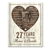 27th Year Anniversary Gift, 27th Wedding Anniversary Gift For Husband, 27 Year Anniversary Gift For Wife