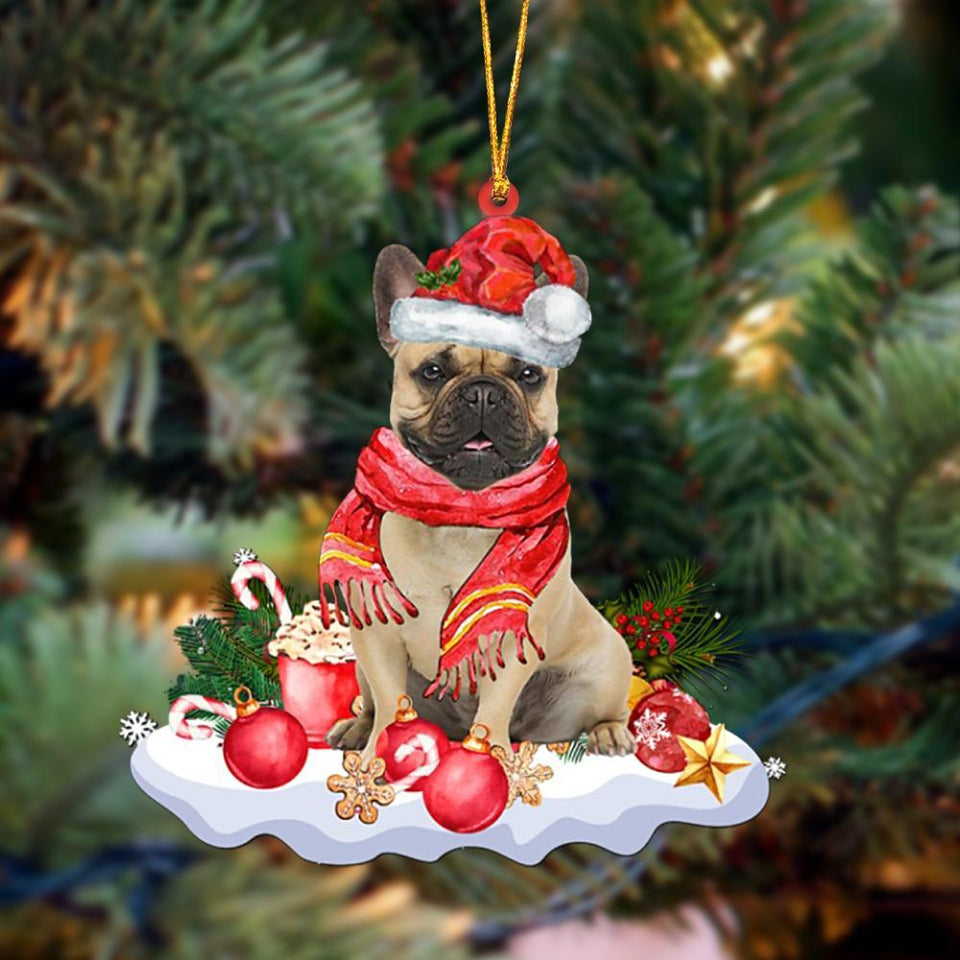 Ornament- FAWN French Bulldog-Better Christmas Hanging Ornament, Happy Christmas Ornament, Car Ornament
