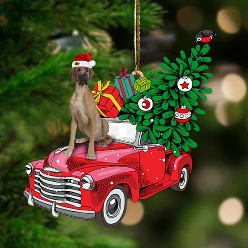 Godmerch- Ornament- FAWN Great Dane-Pine Truck Hanging Ornament, Happy Christmas Ornament, Car Ornament