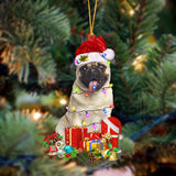 Godmerch- Ornament- FAWN Pug 1-Dog Be Christmas Tree Hanging Ornament, Happy Christmas Ornament, Car Ornament