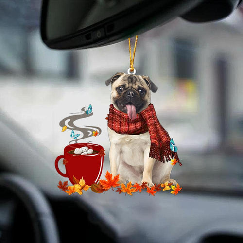 Fawn Pug 1-Fall Chocolate-Two Sided Ornament