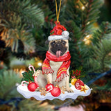 Godmerch- Ornament- FAWN Pug 1-Better Christmas Hanging Ornament, Happy Christmas Ornament, Car Ornament