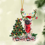 Godmerch- Ornament- FAWN Pug 2-Christmas Tree Gift Hanging Ornament, Happy Christmas Ornament, Car Ornament