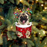 FAWN Pug In Snow Pocket Christmas Ornament Godmerch