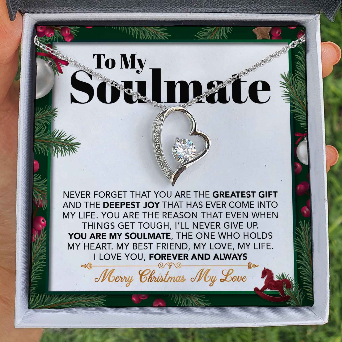 Forever Love Necklace - To My Soulmate - The One who Holds my Heart - Forever Love Necklace Gift For Wife