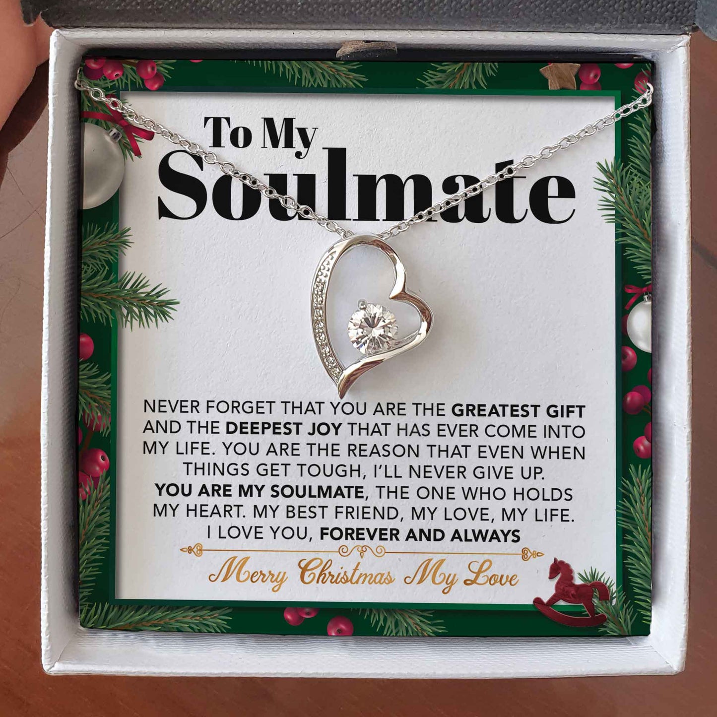 Forever Love Necklace - To My Soulmate - The One who Holds my Heart - Forever Love Necklace Gift For Wife