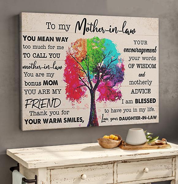 Gift For Mother In Law From Daughter In Law I'm Blessed To Have You In My Life Canvas Wall Art