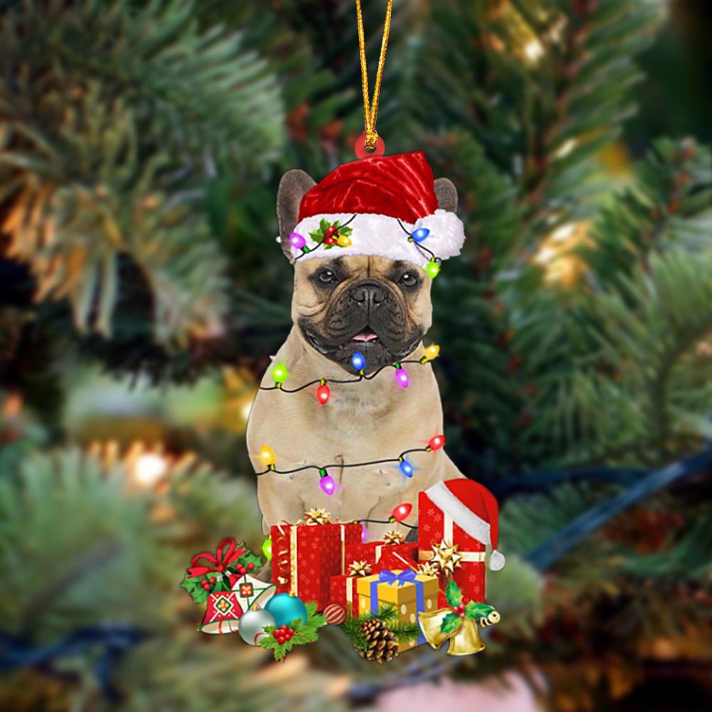 Ornament- Fawn French Bulldog-Dog Be Christmas Tree Hanging Ornament, Happy Christmas Ornament, Car Ornament