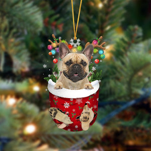 Fawn French Bulldog-In Christmas Pocket Two Sides Ornament, Christmas Dog Hanging Ornament