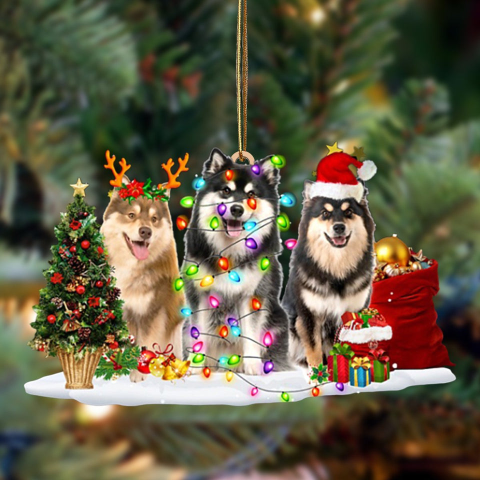 Ornament- Finnish Lapphund-Christmas Dog Friends Hanging Ornament, Happy Christmas Ornament, Car Ornament